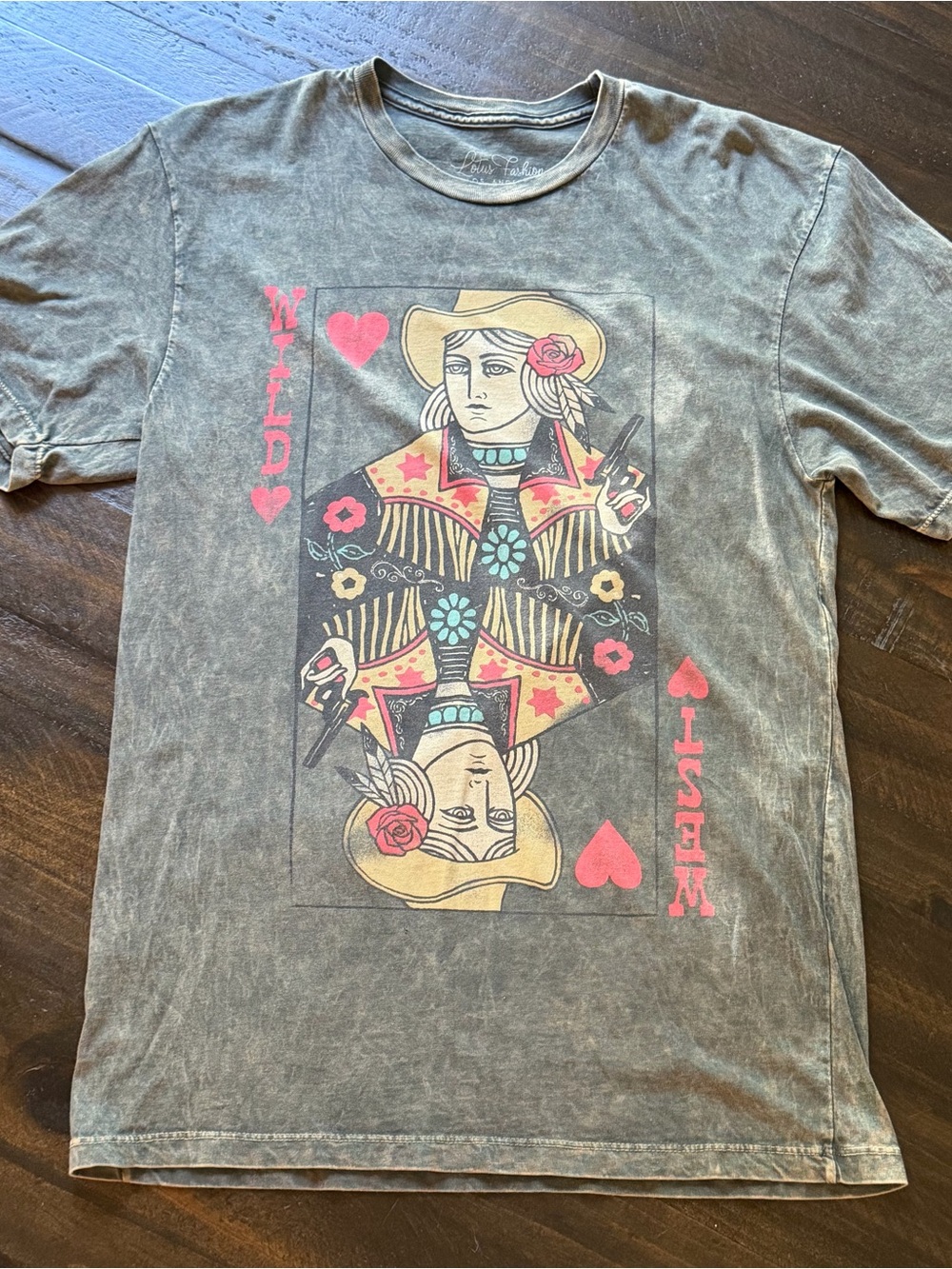 Vintage-Style Wild West Graphic Tee - Black Gray